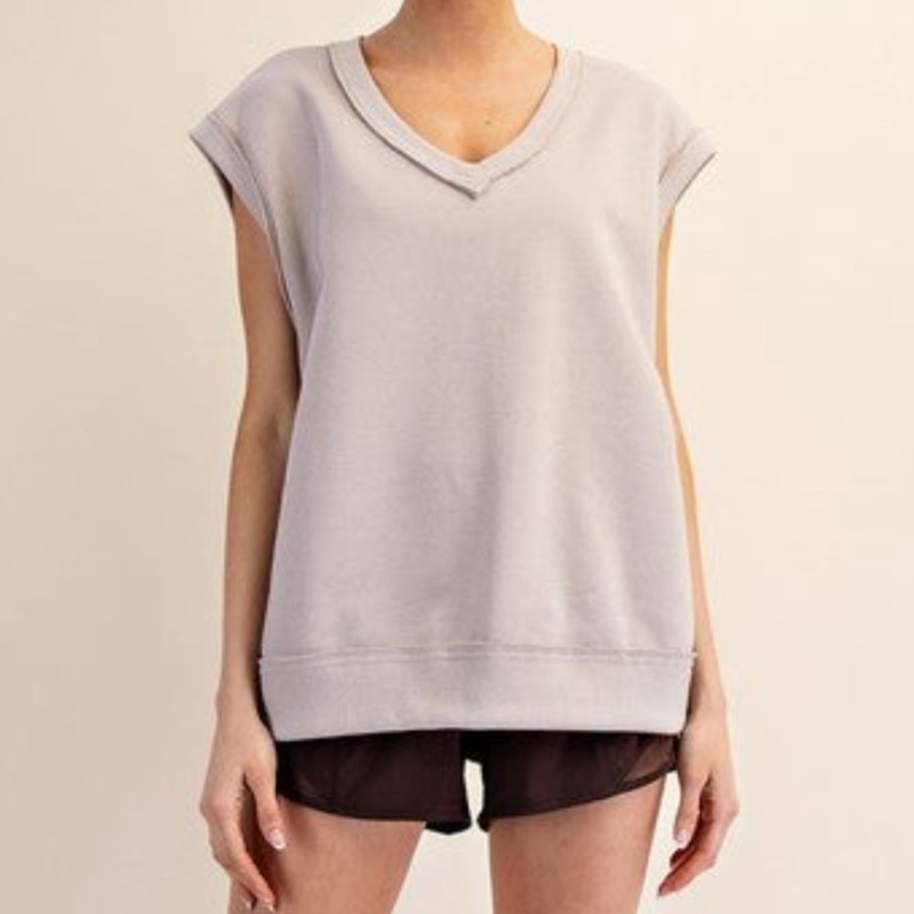 Rae Mode Taupe Sleeveless Sweatshirt Size M NWT